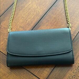 Banana Republic Black Crossbody with Gold Chain